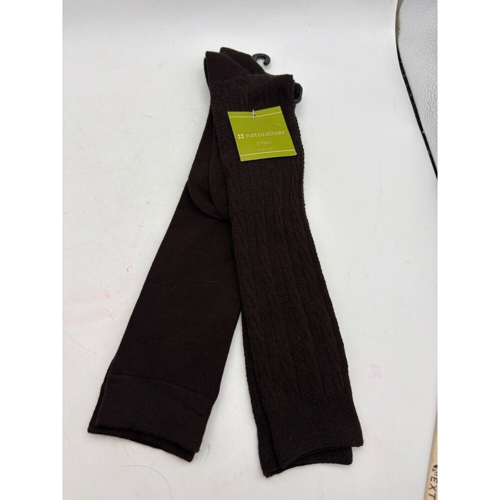 Naturalizer Women’s Knee High Socks 2 Pair Brown Ribbed Solid New Old Stock
